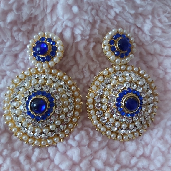 💎 Indian earrings blue - Picture 1 of 1